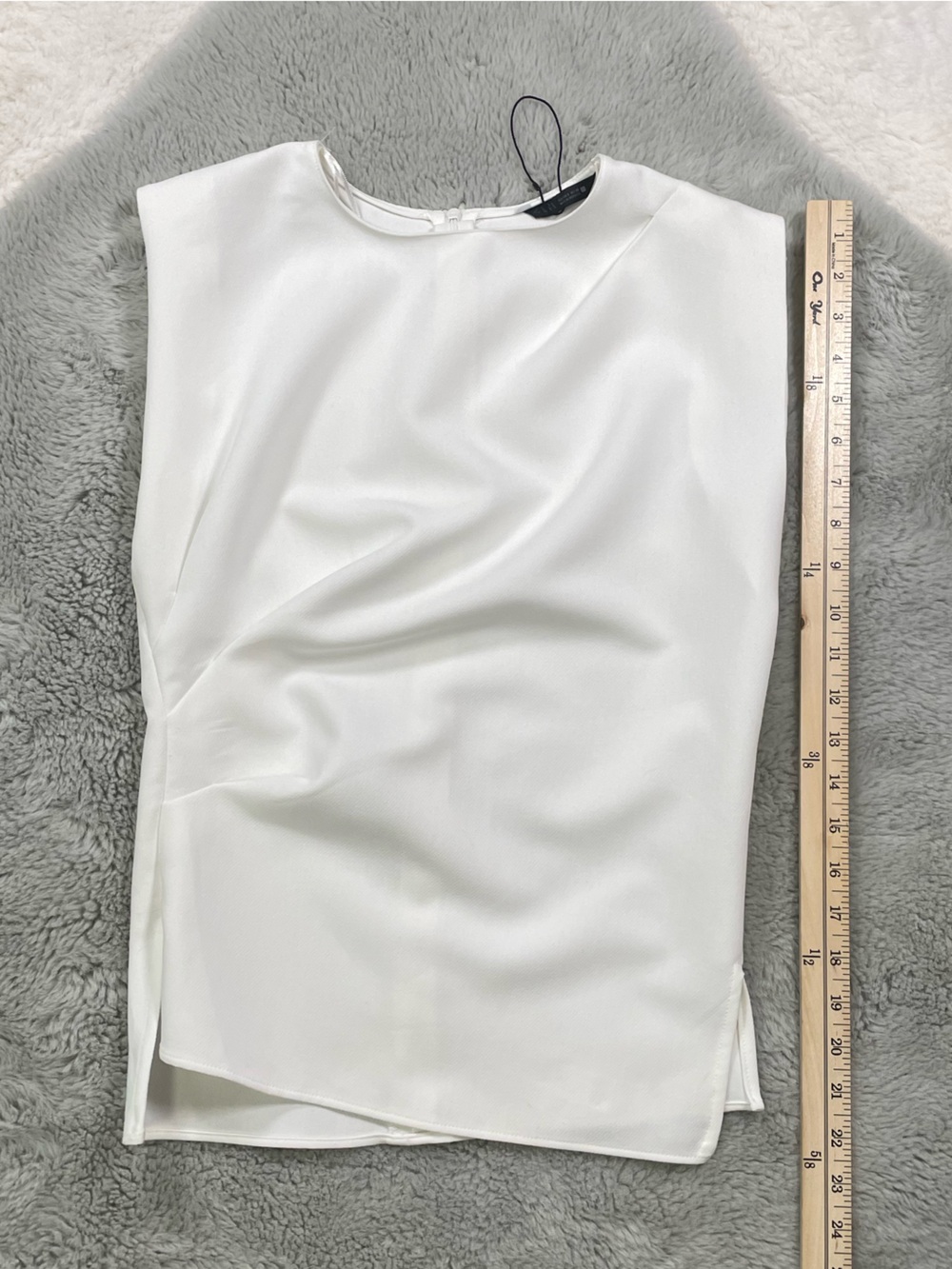 Zara White Sleeveless Asymmetric Shell Top - Picture 2 of 6